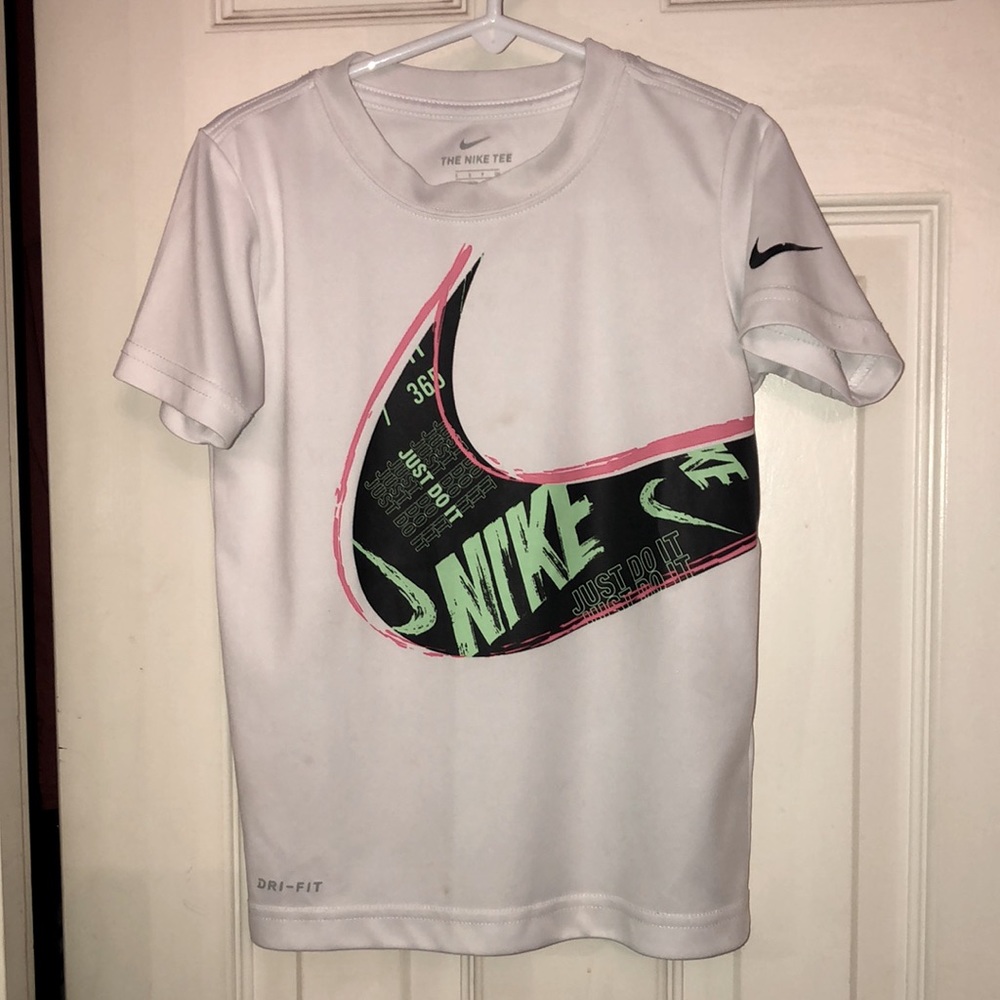 Nike Logo Swoosh All Over Print  (AOP) Distressed Kids T Shirt